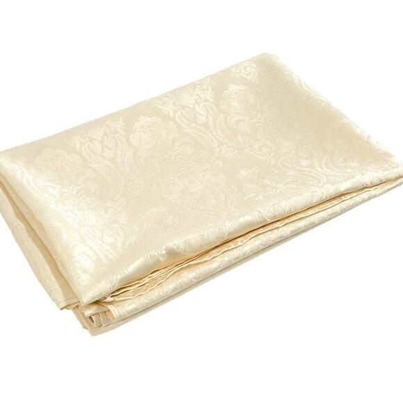 Damask Tablecloth Floral Polyester Cream Easy Care Rectangle 59x83 Dining Meals - Picture 5 of 9